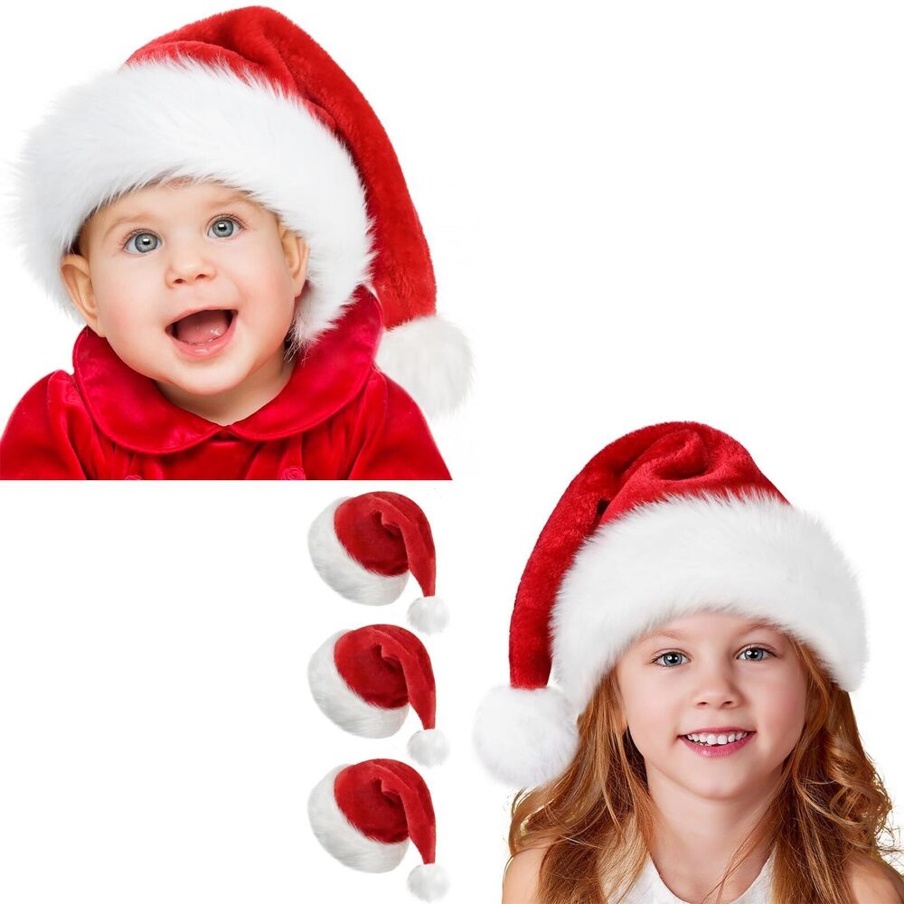 4665 Baby Christmas Santa Hat for Infant, Toddler Soft Plush Classic Xmas